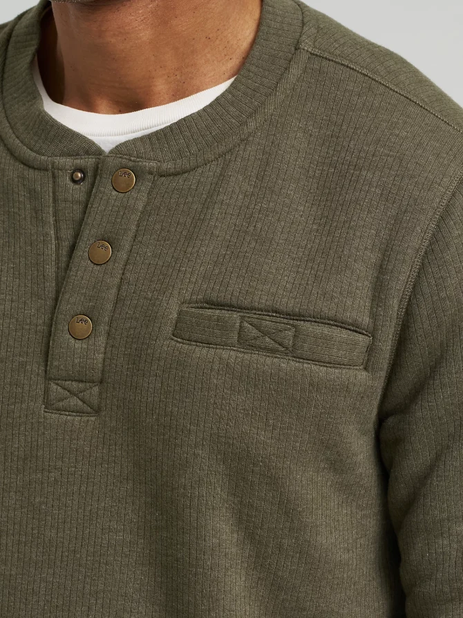 Men's Drop Needle Sherpa Lined Henley - Image 3