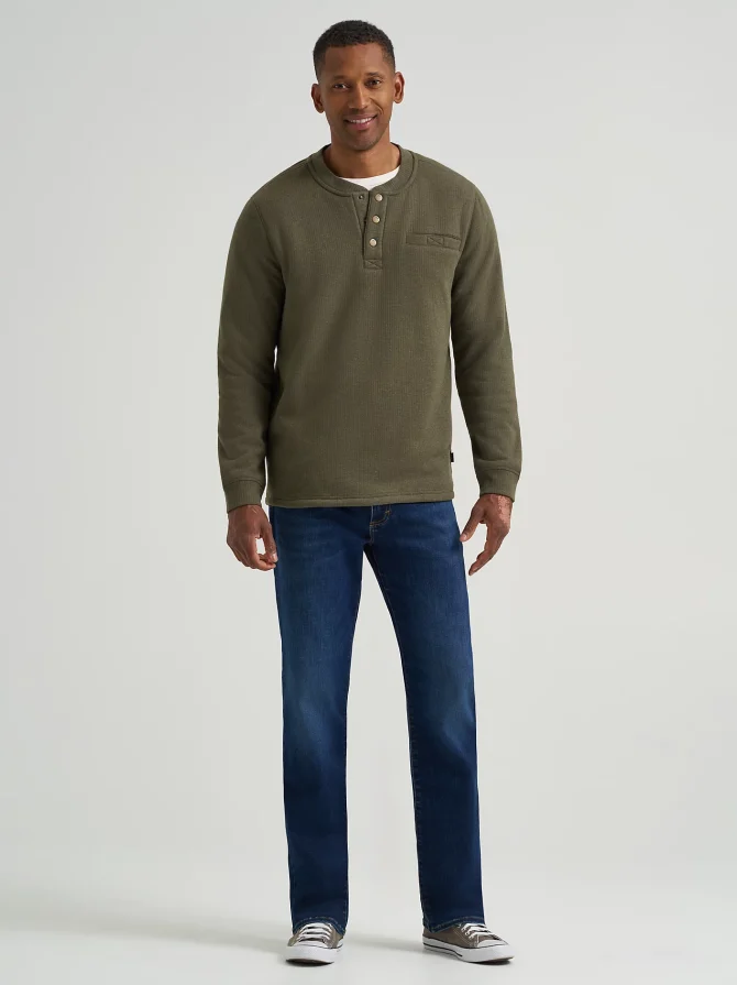 Men's Drop Needle Sherpa Lined Henley - Image 5