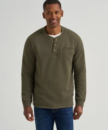 Men's Drop Needle Sherpa Lined Henley