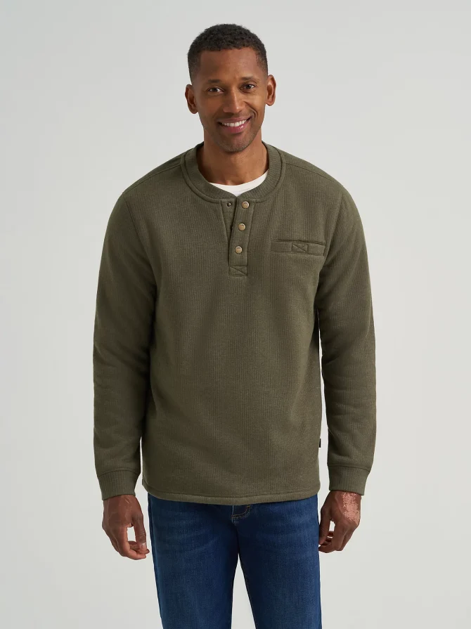 Men's Drop Needle Sherpa Lined Henley