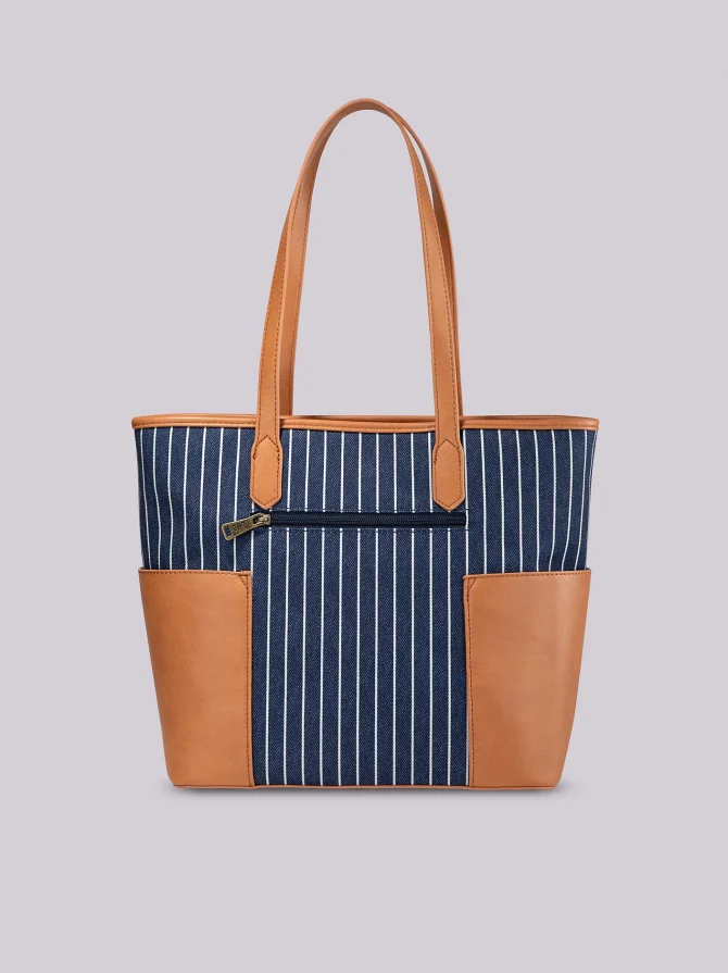 Women's Stripe Logo Tote With Side Pockets - Image 3