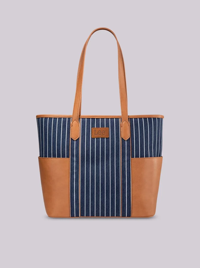 Women's Stripe Logo Tote With Side Pockets