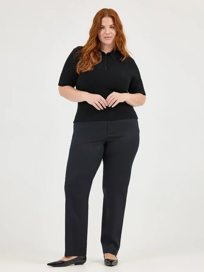 Women's Wrinkle Free Relaxed Fit Straight Leg Pant (Plus)